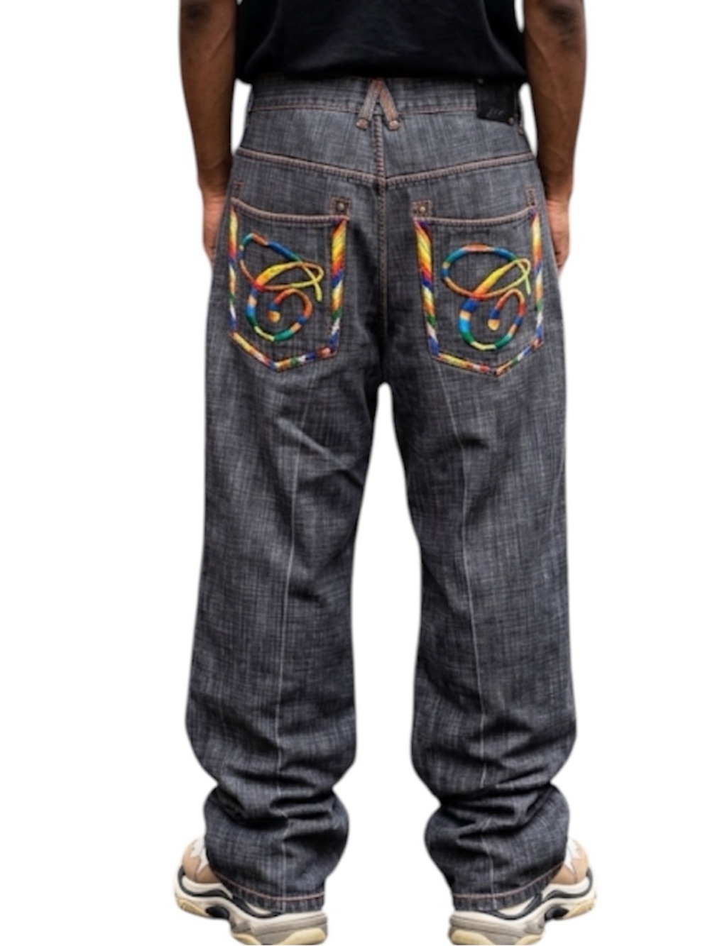 Y2K Russo Spirit Baggy Jeans Mens 39x31 Gray Rainbow Embroidered Relaxed 40 
ZZ